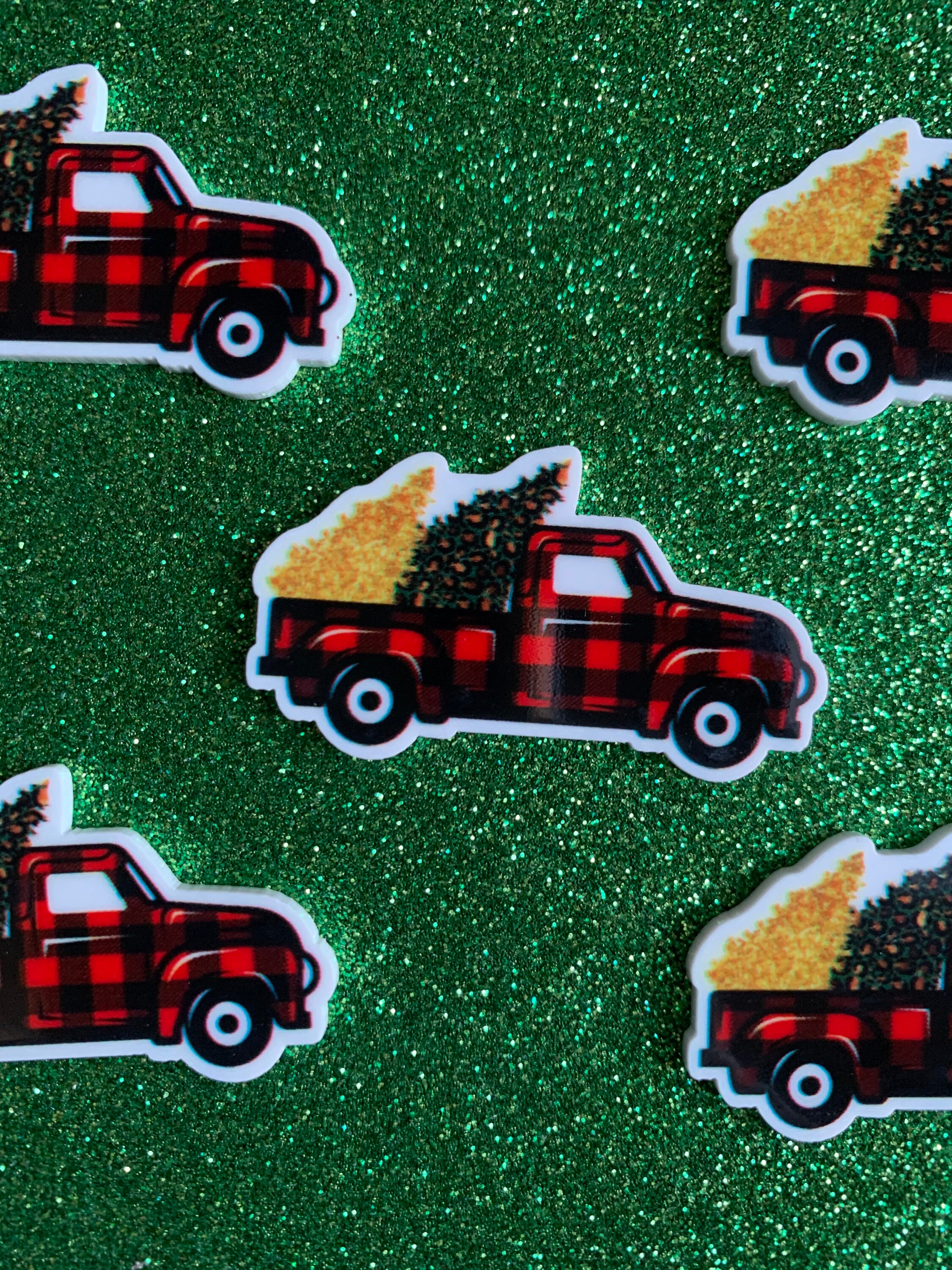 5pc Truckload of Plaid Gold Pine Trees Merry Christmas Etsy