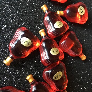 6pc. Miniature Brandy Bottle, Resin Cabochon, Liquor Charm