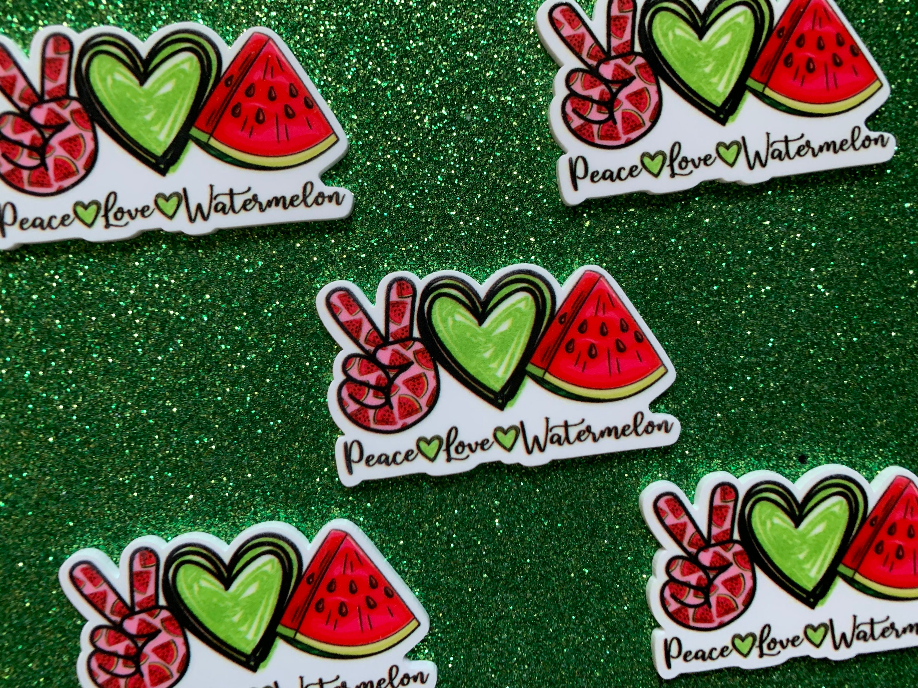 watermelon様へ 5pc Peace, Love, and Watermelon, Resin Planar Flatback