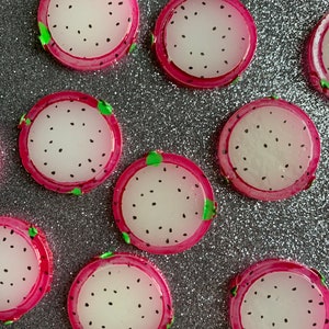 8pc Dragon Fruit!, 3D resin Fruit, Cabochon, Flatback, Bow Center, Jewelry, Slime Charm