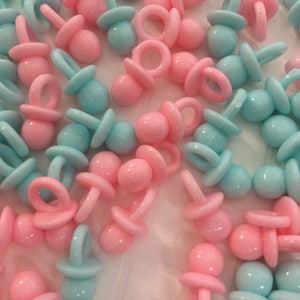 16pc. Pink and Blue Baby Pacifiers, Resin Cabochon, Charm