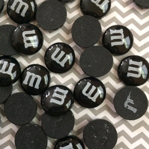 20pc. Black Resin Candy M-M’s, Flatback, Cabochon, Charm, Faux Candy, Flat Back