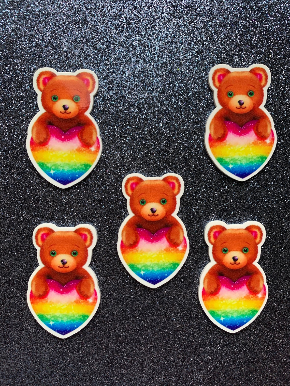 5pc. Fancy Teddy Bear Resin Planar Cabochon Bow Center Flat | Etsy