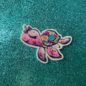 5pc. Unicorn Turtle Resin Planer Flatback, Cabochon, Bow Center, Sea Turtle, Flat Back, Slime Charm