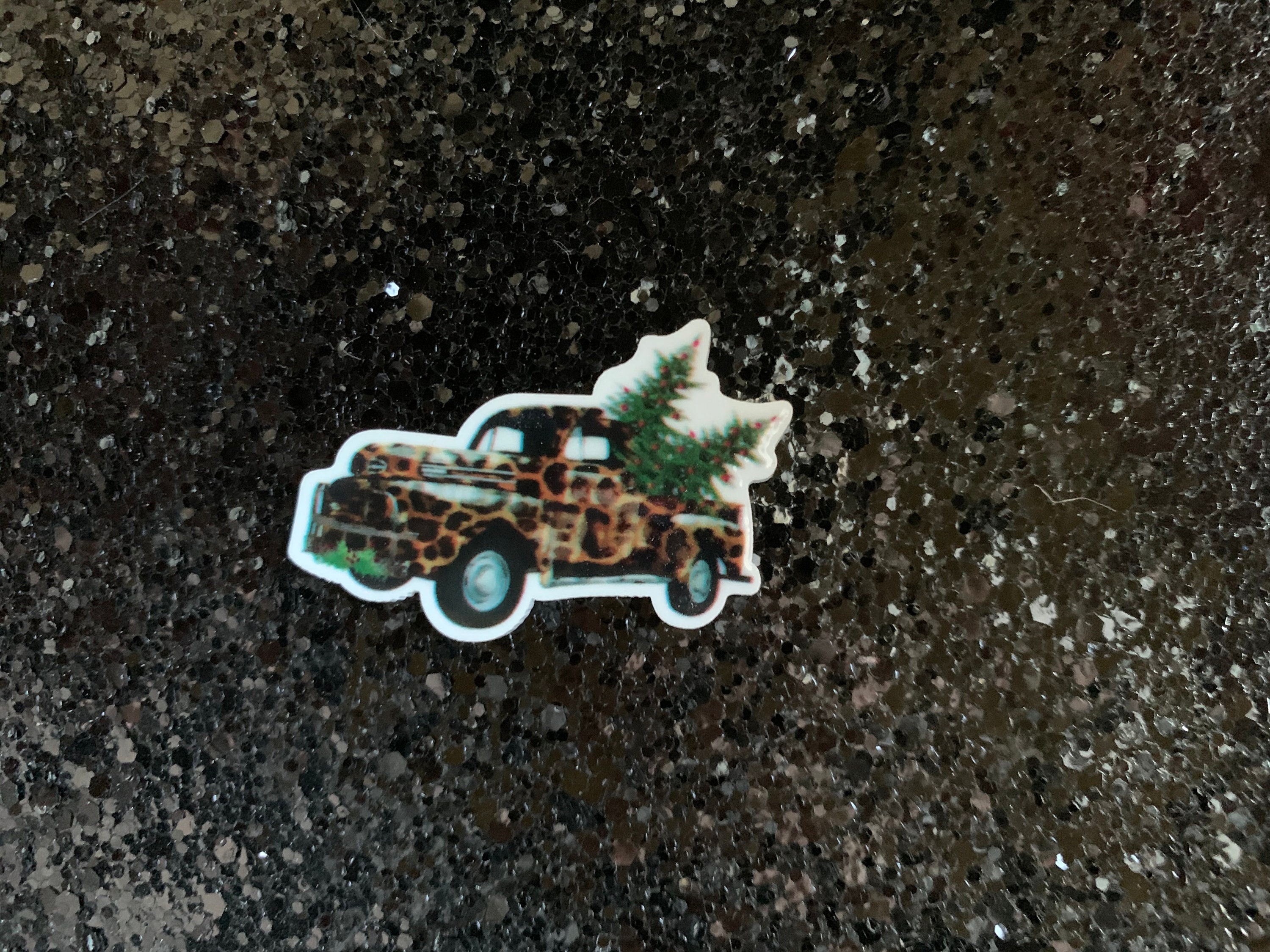 5pc Truckload of Cheetah Pine Trees Merry Christmas Resin Etsy