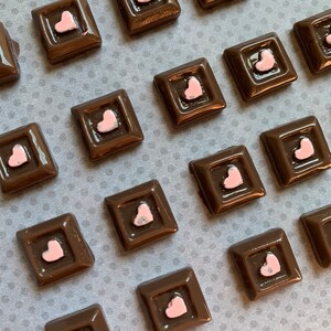 18pc. Micro Miniature Chocolate Squares, Cabochon, Charms, Faux Candy, Flatbacks