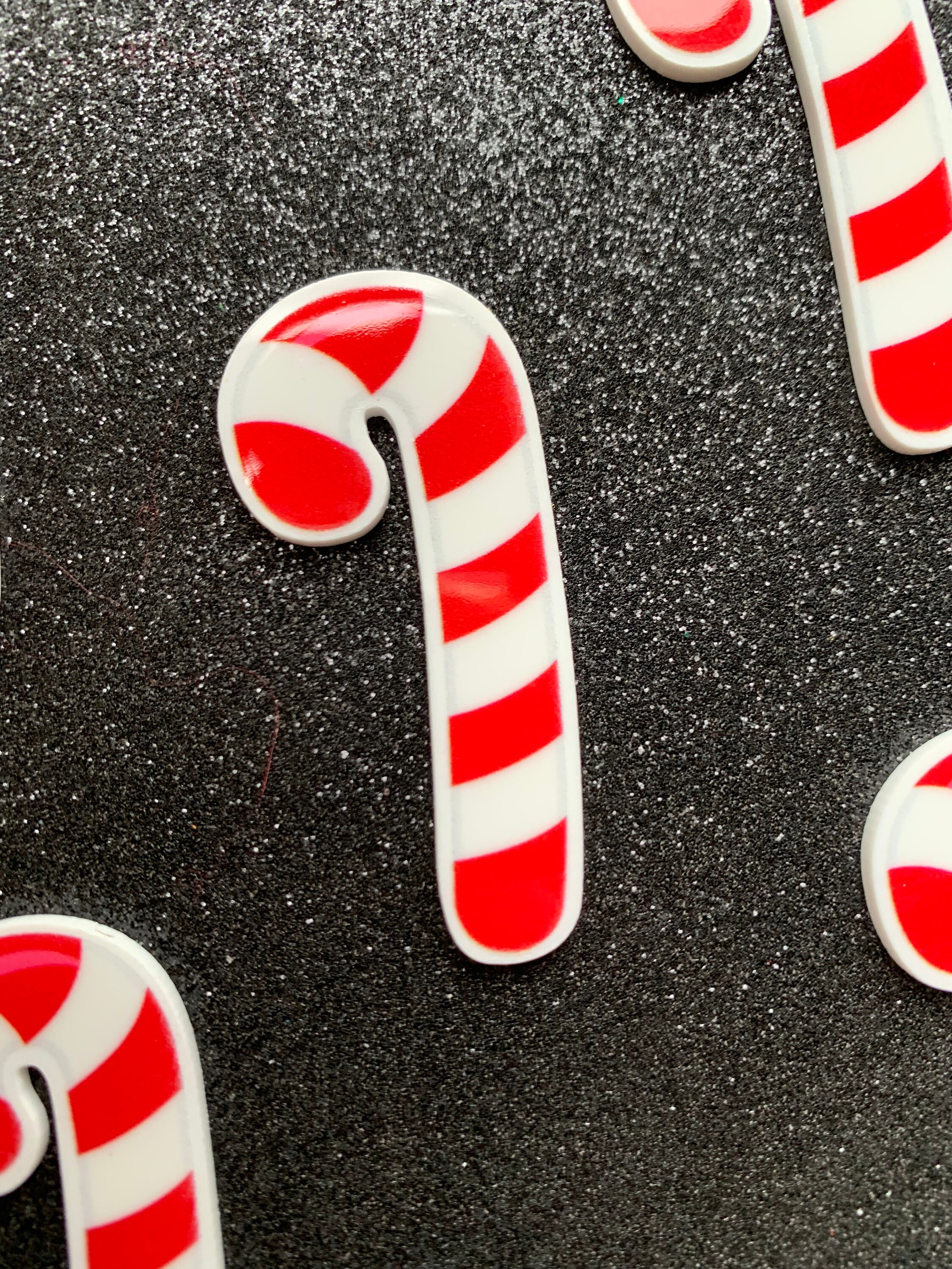 5pc. Peppermint Candy Cane Resin Planar, Flatback, Cabochon, Charm, Faux Candy, Bow Center
