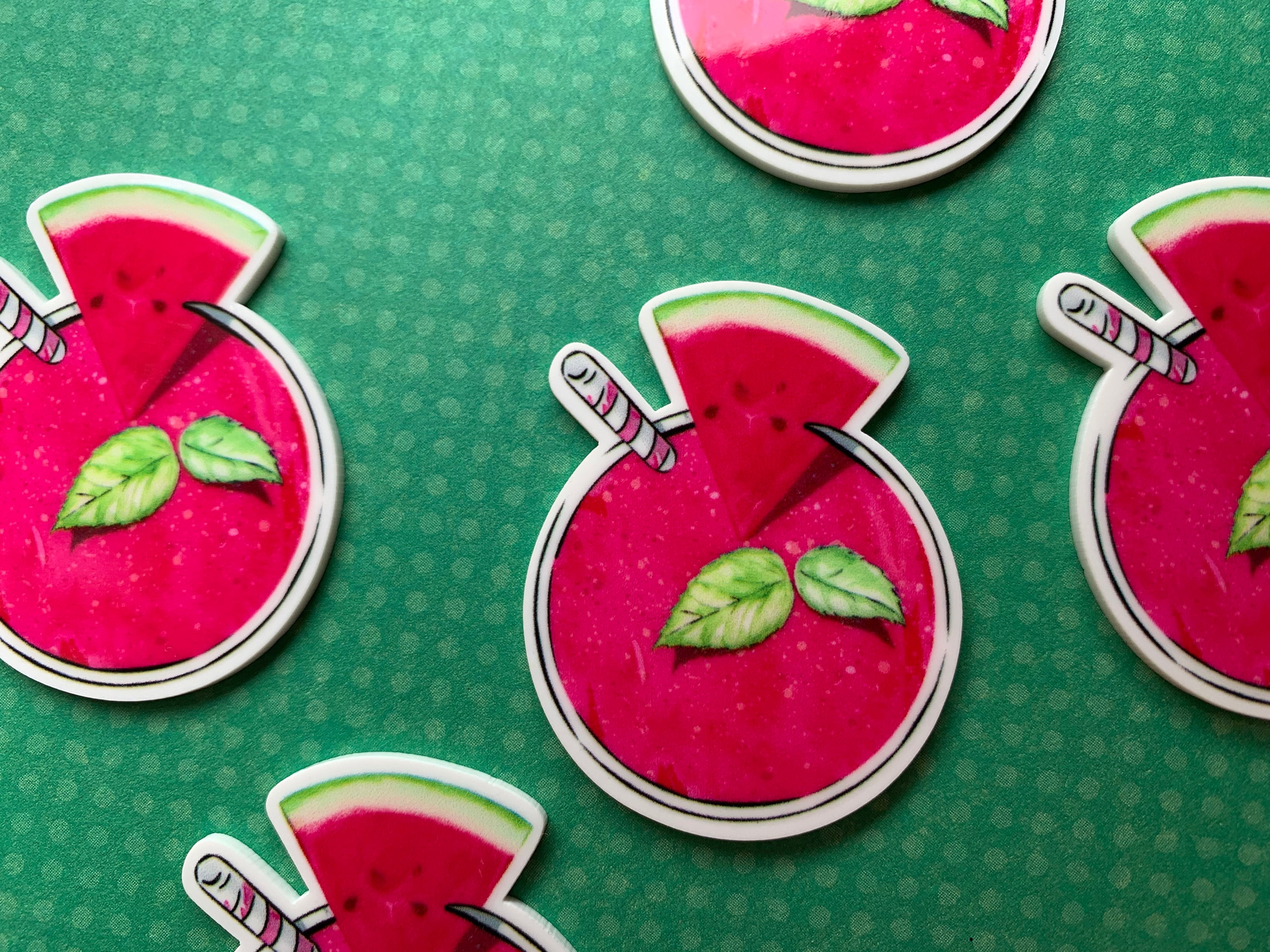 5pc Watermelon Mojito, Planar Flatback, Cabochon, Party, Bow
