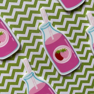 5pc. Strawberry Milk Resin, Strawberry Soda, Coke, So Kawaii! Strawberry Cow, Resin Flatback, Cabochon, Bow Center, Flat Back