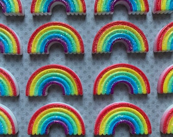 12pc. Kawaii, Miniature Rainbows, Cabochon, Resin 3D Charm, Slime Charm, Bow Center, Flat Back
