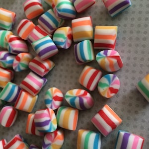 25pc. Miniature Rainbow Candy Gum, Polymer Clay Cabochon, Charm, Faux Candy