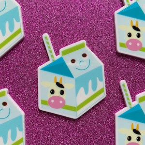 5pc. Résine de lait heureux, donc Kawaii!  Résine Flatback, Cabochon, Bow Center, Flat Back