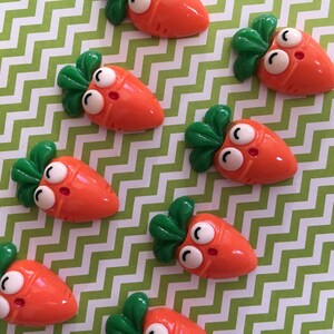 12pc Kawaii Carrot 3D Résine Flatback, Charme, Légume, Bow Center, Cabochon, Dos Plat, Charme Slime, Pâques, Lapin, Lapin