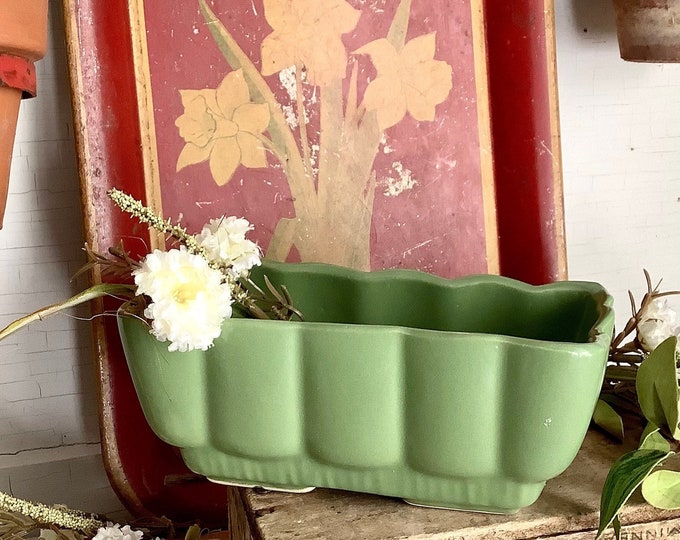 Vintage Green USA Pottery Planter Garden Potting She Shed Shabby Country Cottage Chic Gardening