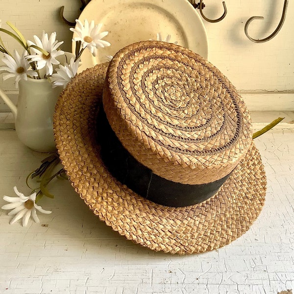 Straw Boater Hat Etsy