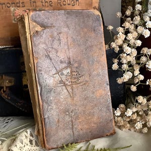 Antique Rare 1828 Leather British & Foreign Bible Society New Testament Historical England Genealogy Primitive Religious Christian book