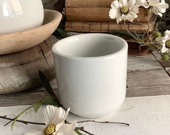 Vintage White Ironstone handless Mug Cup Soup Bowl Sterling Restaurantware Shabby French Country Farmhouse Farm Cottage Kitchen Home Decor