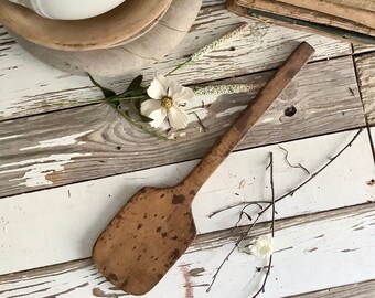 Antique Primitive Wood Spatula Utensil 14"L Kitchenalia Cooking Modern French Country American Farmhouse Farm Cottage Kitchen Home AAFA