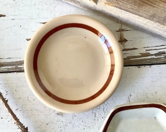 Vintage Butter Pats Tea Leaf Restaurantware Brown Stripes Shenango China Plate Country Farmhouse Kitchen Dining Room Home Decor