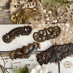 Antique Brass Drawer Pull Backplate, Ornate Escutcheon (Sold Individually)