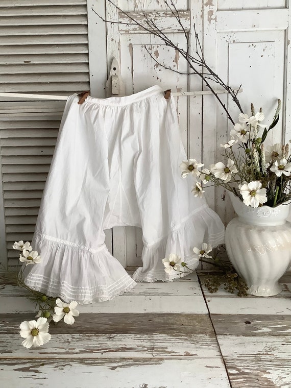 Antique Bloomers Cotton & Lace MOP Button Womens … - image 1