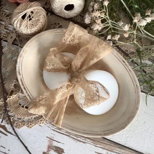 Vintage Aged Stained Crazed Soap Dish Farmhouse Cottage Kitchen Decor