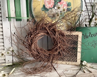 Natural Rustic Twig Wreath 25"D French Country Farmhouse Rustic Cottage Chic Garden Potting Shed Home Decor Wall Hanging Door Decor Handmade