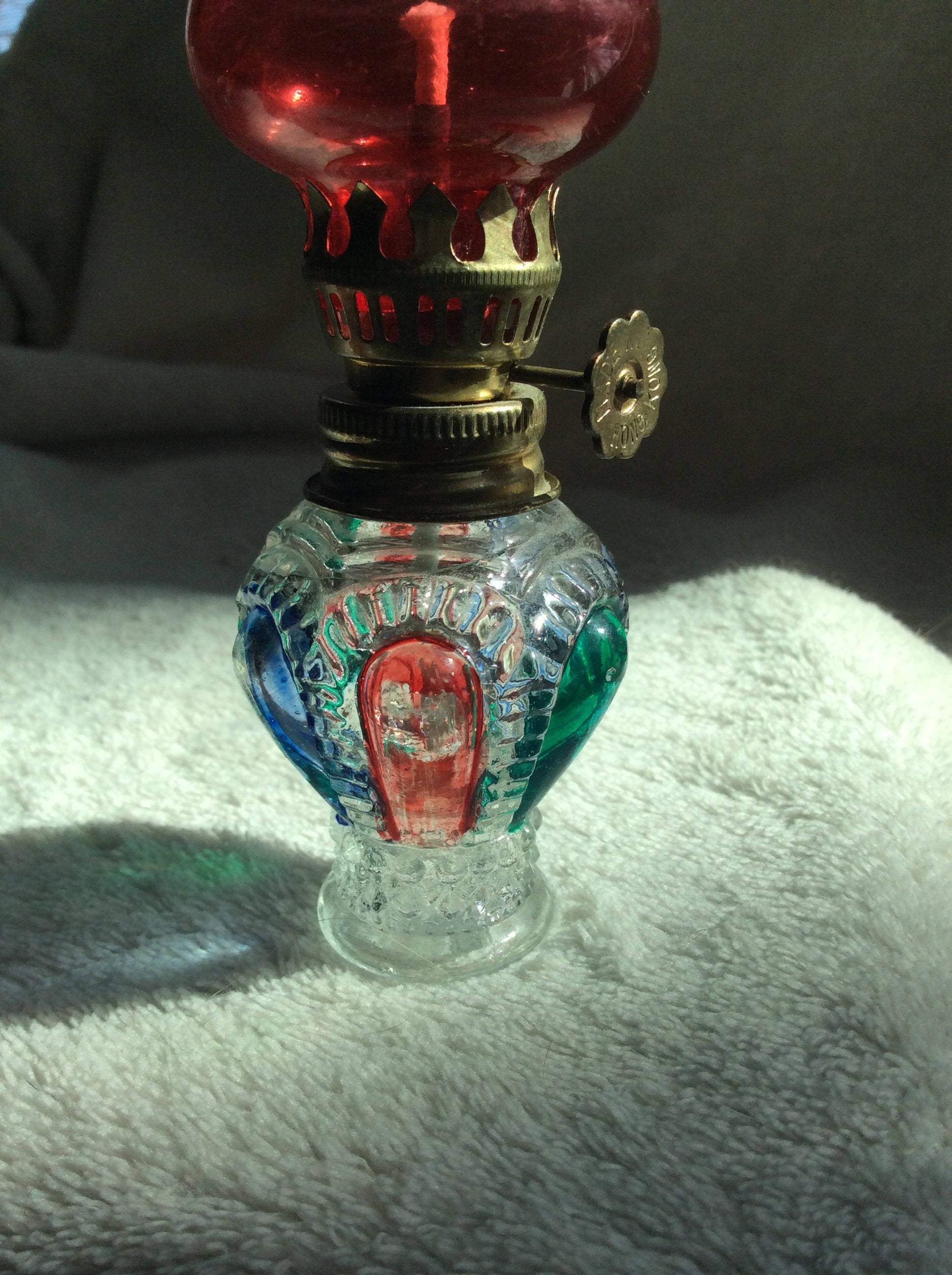 Miniature Pressed Glass Hurricane Oil Lamp/ Mid Century Oil Etsy