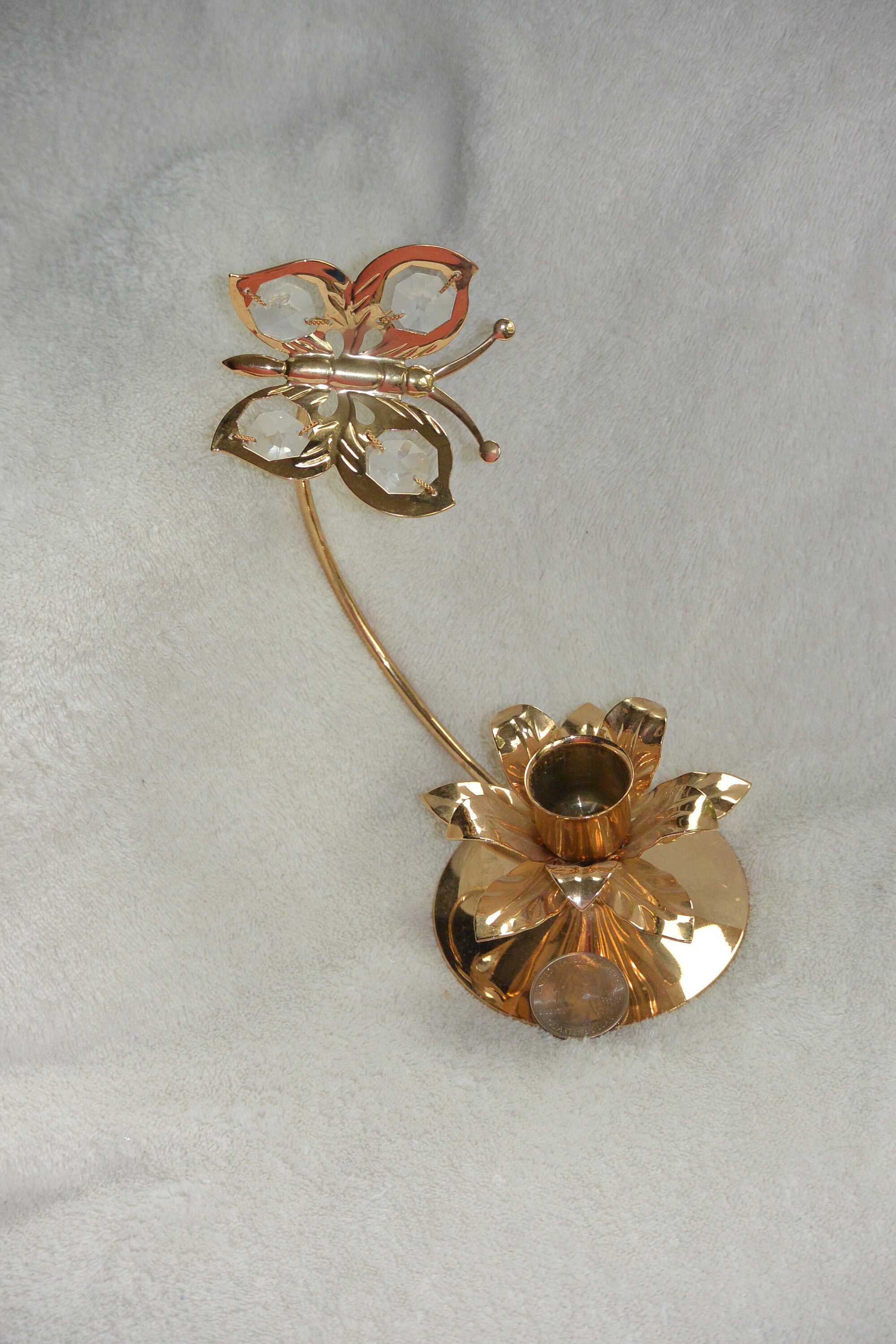 Butterfly Candle Holder/ Brass Candle Holder/ Crystal Etsy