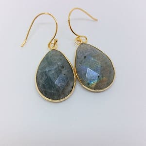 Teardrop labradorite earrings image 2