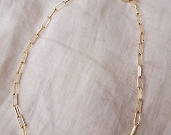 Paperclip link necklace with toggle clasp, 14k gold filled for charms