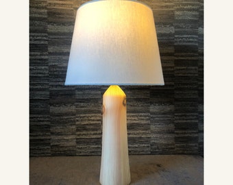 Natural Douglas Fir Lamp With Linen Shade and Rope Cable