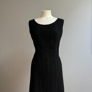 Vintage 1960s Black Lace Dress – Sleeveless Little Black Dress, Classic 60s Cocktail Party Dress, Mod Retro Evening Dress