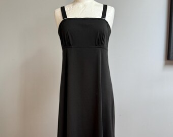 VINTAGE 1970s black cocktail dress by Wendy. Little black dress, slip dress, silver LUERX, festival dress, party dress. Vintage gift.