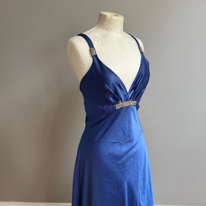 Vintage 80s Jessica McClintock for Gunne Sax prom dress. Party dress, y2k fashion, blue satin dress diamond details.