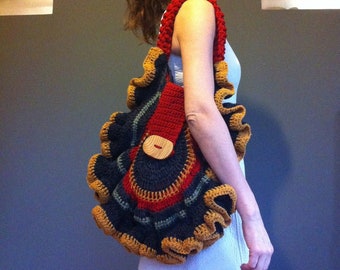 Bolso de lujo de ganchillo escocés. Lana pura.