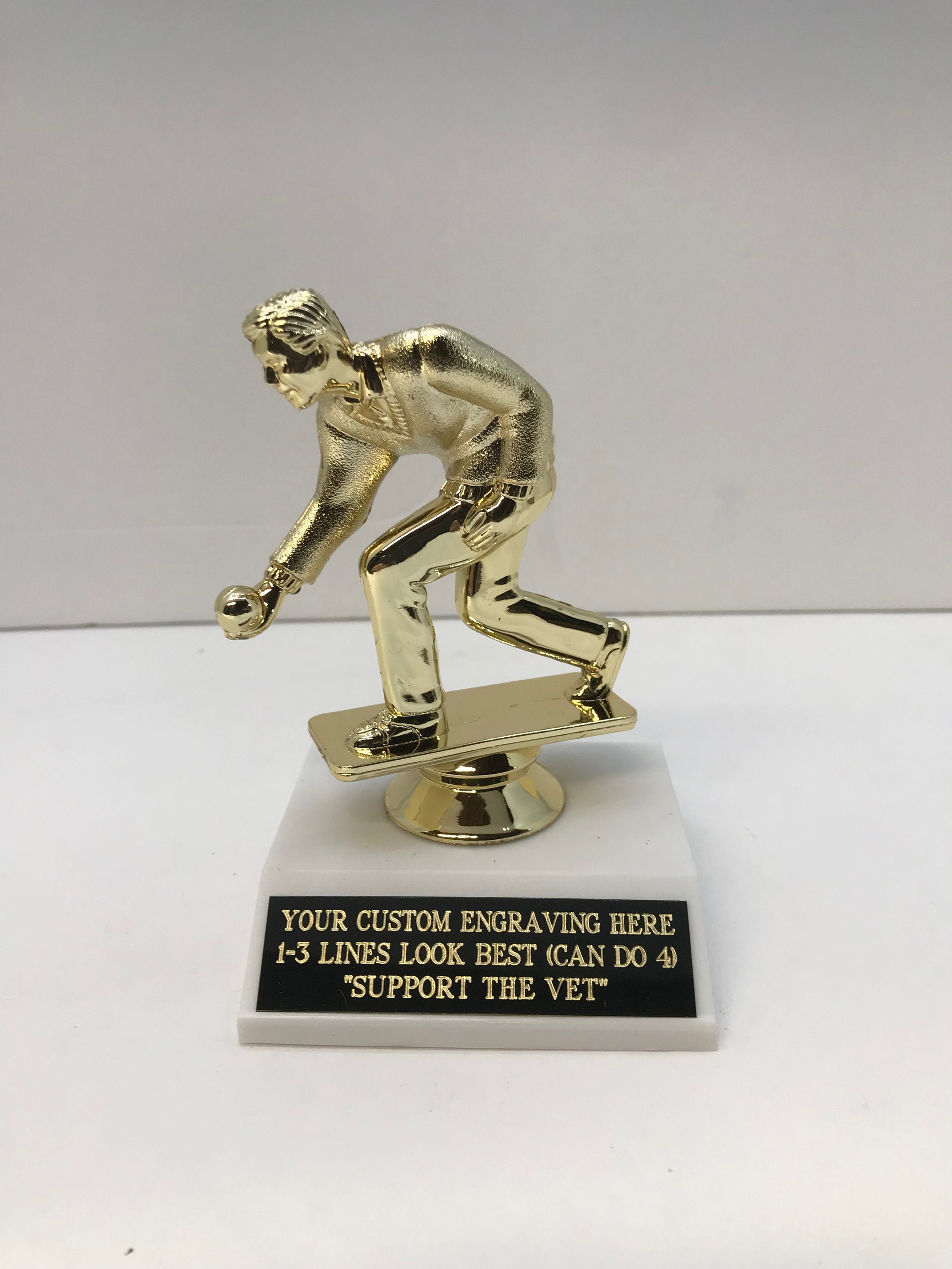 Bocce Lawn Bowling Award Trophy 7" Male or Female Free Custom Engraving *Support the Vet*