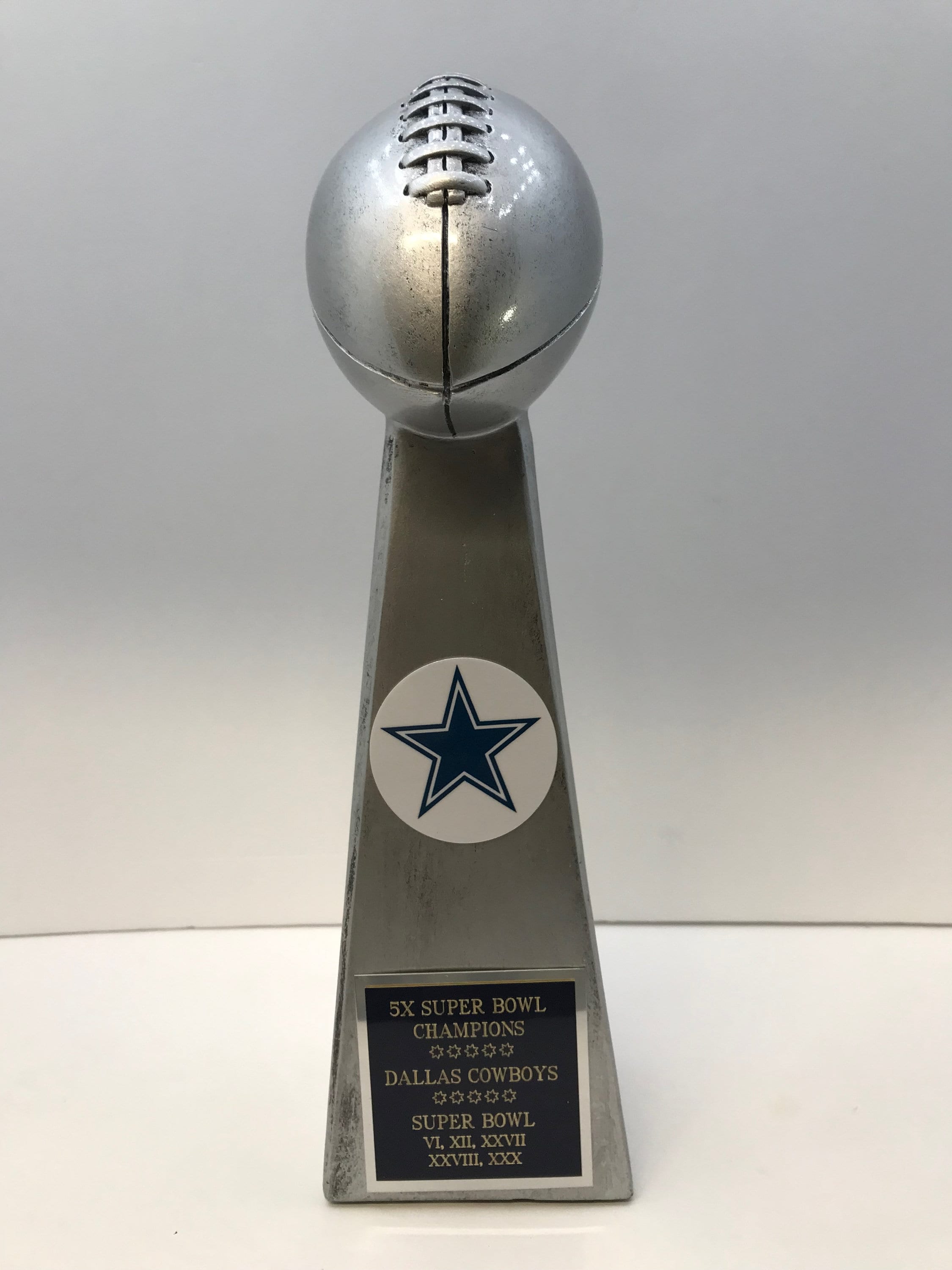 Dallas Cowboys 5X Super Bowl Champions Lombardi Style Trophy 13 Troy Aikman  Emmitt Smith Roger Staubach 