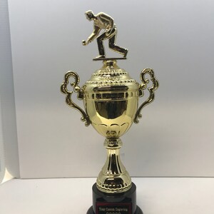 Bocce Trophy Award Male or Female 15&quot; Tall Free Custom Engraving Ships 2-3 Day Priority Mail
