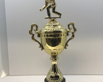 Bocce Trophy Award Male or Female 15" Tall Free Custom Engraving Ships 2-3 Day Priority Mail