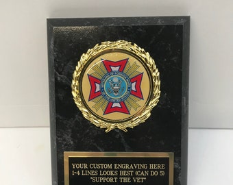 Veterans of Foreign Wars Award Plaque 6" Free Custom Engraving