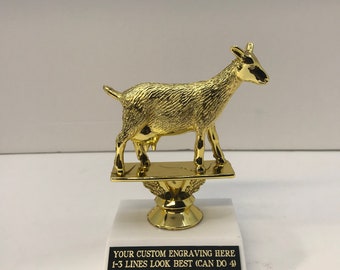 Goat &quot;Greatest of all Time&quot; G.O.A.T.  Award Trophy 6&quot; Free Custom Engraving Ships Same day! &quot;SUPPORT THE VET&quot;