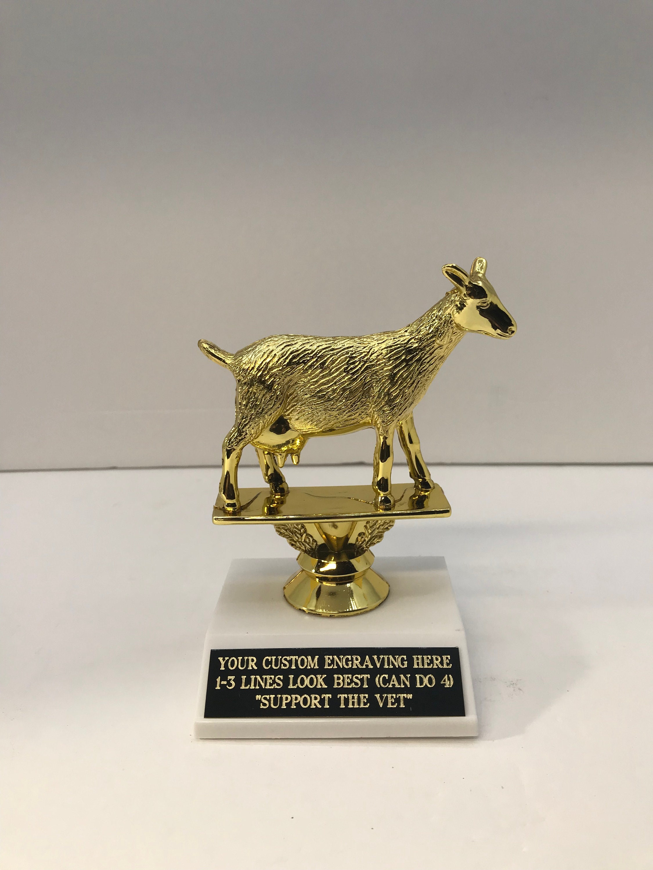 13” Large GOAT Trophy with Custom Engraving on Personalized Plate, Funny  Goat Office Award, “Greatest of All Time” Award for Champion, Mom, Dad