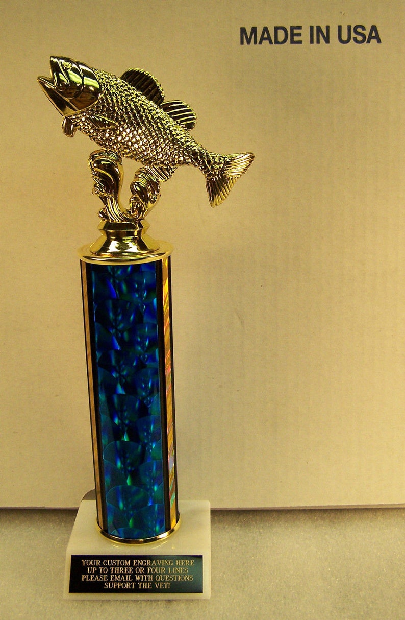 Bass Walleye Fishing Award Trophy Free Custom Engraving Ships Etsy