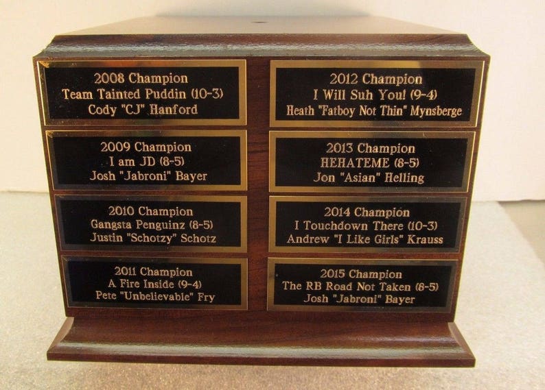 Fantasy Football Award Trophy 24 Year Perpetual Free Custom Engraving Ships 2 Day Priority Same Day!