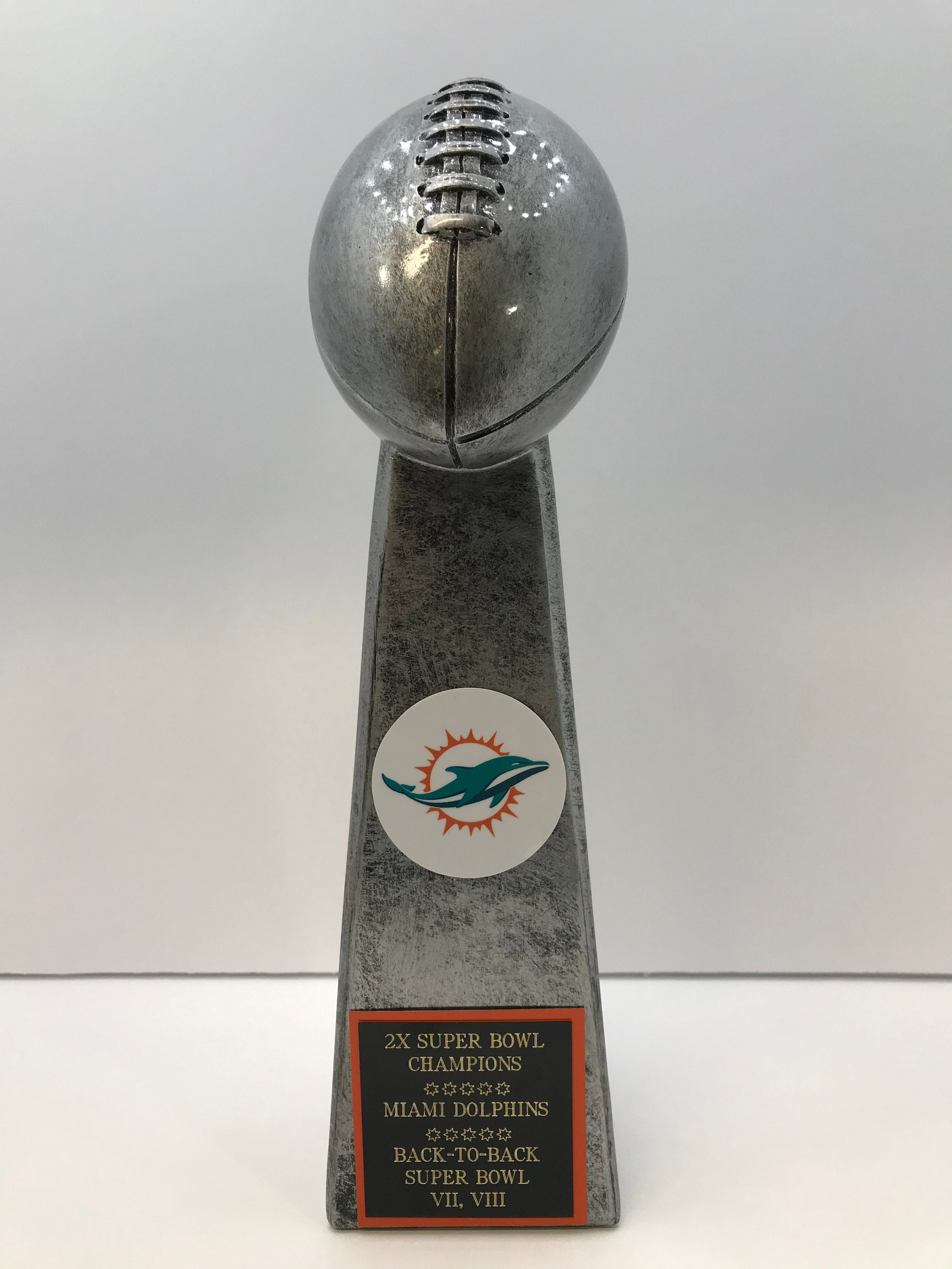 Miami Dolphins Super Bowl Championship VINCE LOMBARDI Trophy 9'' Christmas  Gift