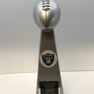 Oakland Las Vegas Raiders 3x Super Bowl Champions Lombardi Style Trophy 13"
