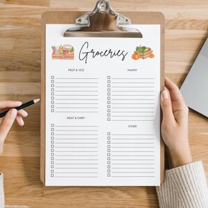 Printable Grocery List, Modern Farmhouse Grocery List, Shopping List, Grocery Shopping List, US Letter Downloadable Grocery List, PDF