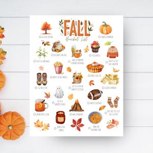 Lista dei desideri autunnali stampabile, lista delle attività autunnali, lista delle cose da fare in autunno, lista dei desideri autunnali, cose da fare in autunno, PDF
