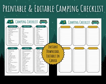 Sjabloon campingchecklist: afdrukbare en bewerkbare paklijst (pdf)